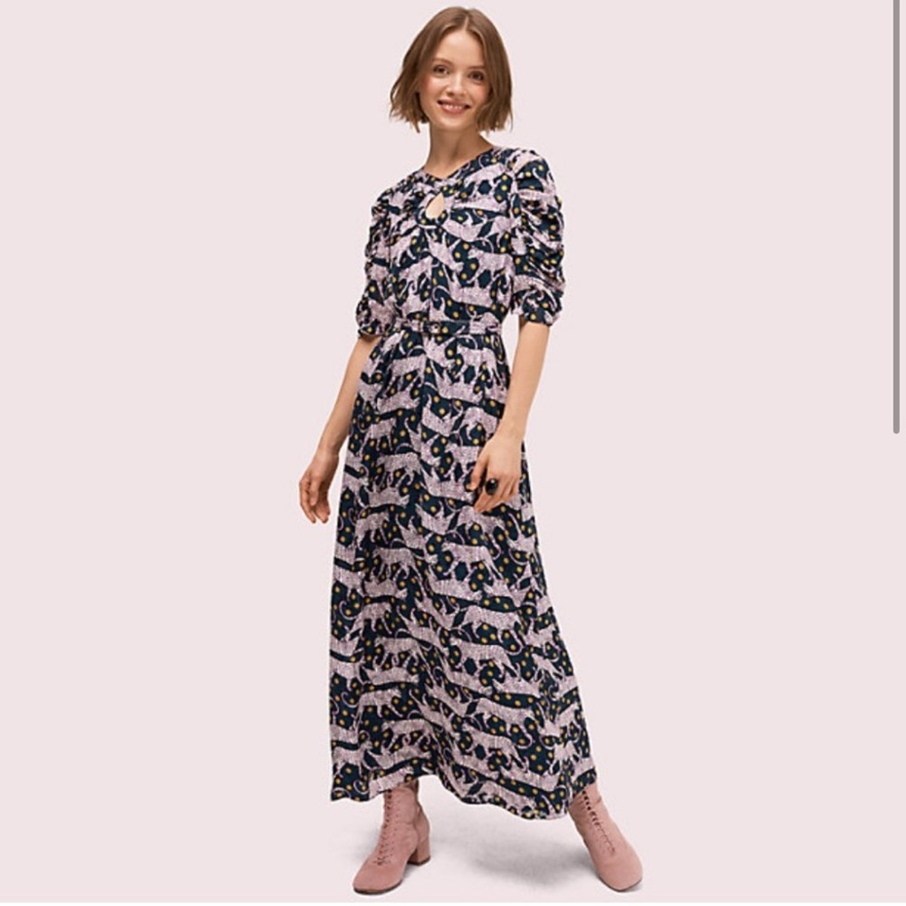 Kate Spade Panther Polka Dot Midi Dress NWT
